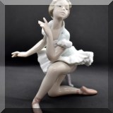 C10. Lladro “Curtains Up” kneeling ballerina porcelain figurine. 